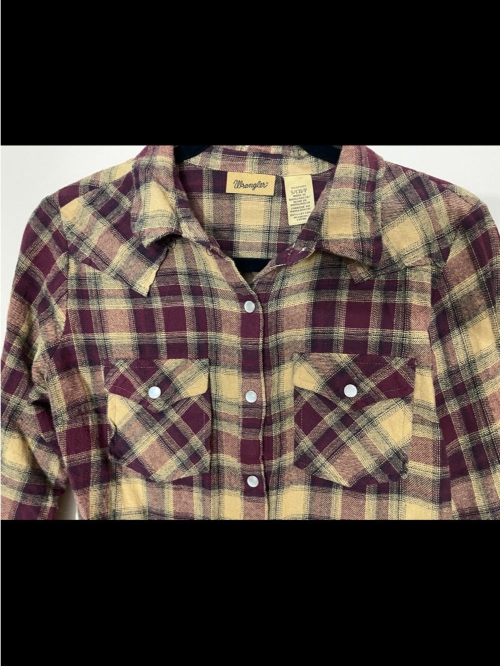 Wrangler Pearl Snap Maroon and Mustard - Picture 2 of 5